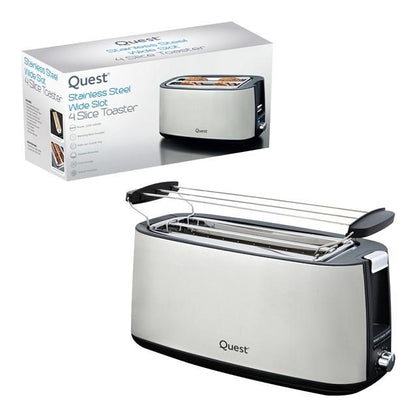Quest 4 Slice Stainless Steel Toaster with warming rack