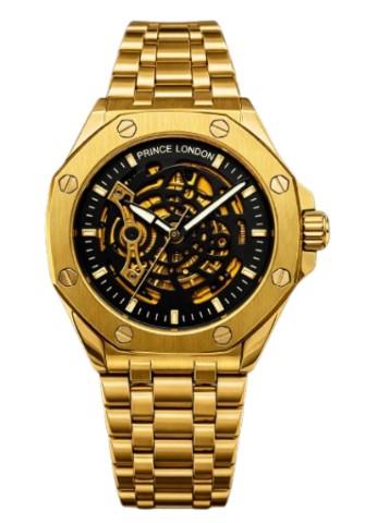 NYL Mens Automatic Metal Hollow Mechanical Octagon Dial Analogue Metal Bracelet Watch NY London Available Multi Colour