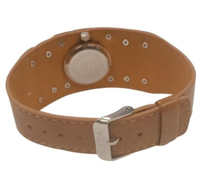 Zaza London Ladies Fashion Bronze Extra Small Dial Bronze Mirror & Brown Leather Strap Watch - CLEARANCE NEEDS RE-BATTERY