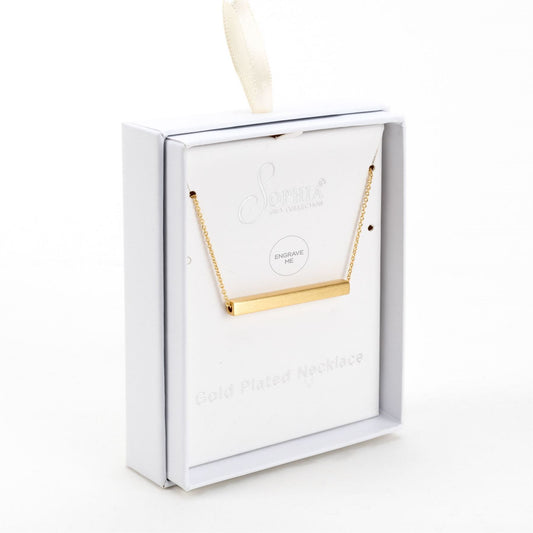 Sophia Classic Gold Plated Engravable Bar Necklace