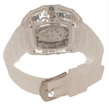 New Rubber Gents Clear Fashion Quartz Movement Skeleton Clear Dial Rubber Strap Watch Available Multiple Colour