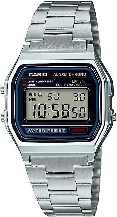 Casio Mens Digital Watch with Stainless Steel Bracelet Watch - A158WA-1DF