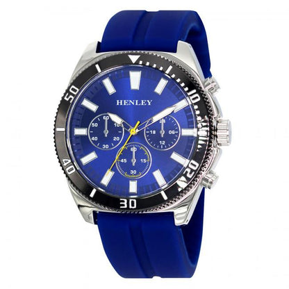 Henley Mens Fashion Polished Multi eye 44mm Dials Soft Silicone Watch H02228 Available Multiple Colour