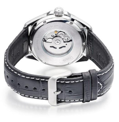 Lorus Mens Automatic Date Black Dial Black Leather strap Watch RU411AX9