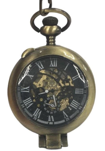 Mens & Ladies Mechanical Hand Winding Half Hunter Steampunk Bronze Pocket Watch