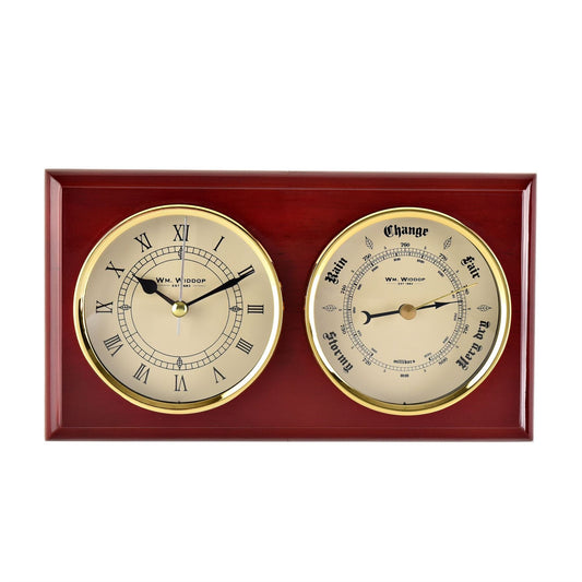 Wm.Widdop Wooden Clock & Barometer - Roman Numerals