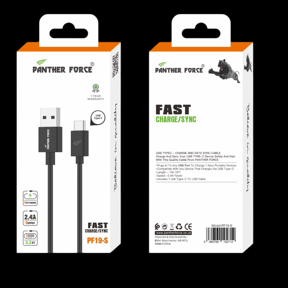 Panther Force C Cable Fast Charge/Sync - Seamless Connectivity, Uninterrupted Power