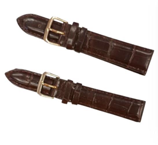 Classic Dark Brown Padded Crocodile Leather Watch Straps Available Size 18mm-20mm