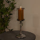 Hestia Chrome Finish and Glass Candle Holder 37cm