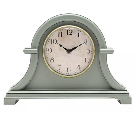 Widdop Hometime Broken Arch Mantel Clock Sage Green