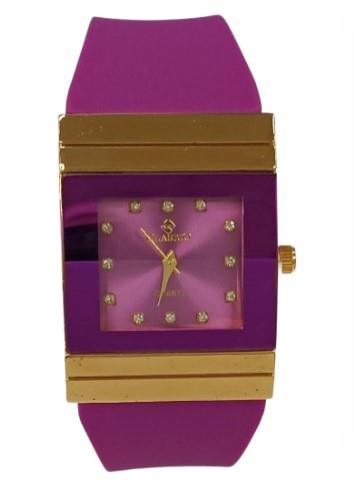 Clasico Ladies Water Resistant Bling Big Square Dial Rubber Strap WatcH  Available Multiple colour