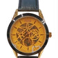 NY London Mens Automatic Dial Analogue Gold/Black Leather Strap Watch