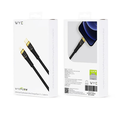 Wyeflow 27W GoldTip Braided Fast Charge/Sync C to 8 Pin Cable 1m