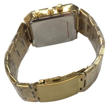 S135 Mens Chronograph Fashion Ana Digital Square Big Dated Dial Stainless Steel Bracelet Watch NY London Available Multiple Colour