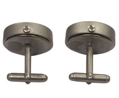 Miniature Clock Silver Plated Metal Cufflinks Solid Brass IMP413S - CLEARANCE NEEDS RE-BATTERY