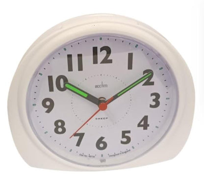 Acctim Jefferson Silent Sweep, Crescendo and Light features Bedside Alarm Clock in White - 16482