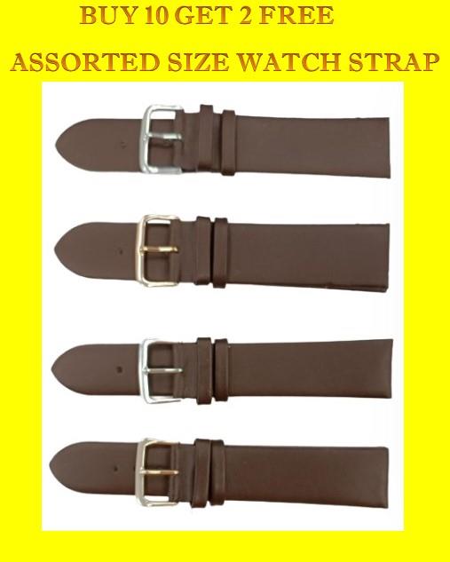 Genuine Dark Brown Leather WATCH STRAP BUY 10 GET 2 FREE ASSORTED SIZE 20mm-22MM