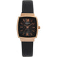 Sekonda Ladies Gold Rectangle Black Dial with Black Leather Strap Watch 40019