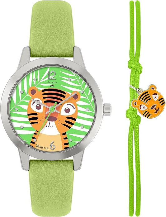 Tikkers Children Girl Boy Tiger Analogue Quartz Watch with Polyurethane Strap TKWWF003-SET