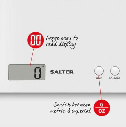Salter Arc Scale White Electronic Food Scale 3Kg