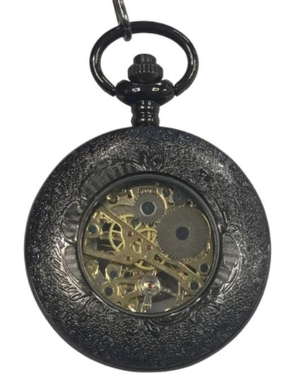 Mens & Ladies Mechanical Hand Winding Half Hunter Steampunk Gun Pocket Watch