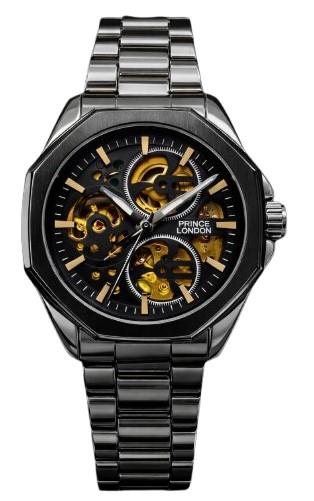 NYL Mens Automatic Metal Hollow Mechanical Octagon Dial Analogue Metal Bracelet Watch NY London Available Multi Colour
