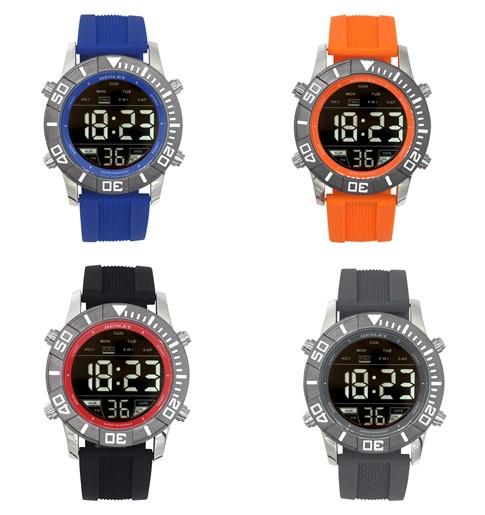 Henley Mens Digital Black Dial Rubber Strap Watch HDG037 Available Multiple Colour