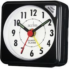Acctim Ingot Quartz Travel Alarm Clock Light & Snooze Black 25/738BBX8