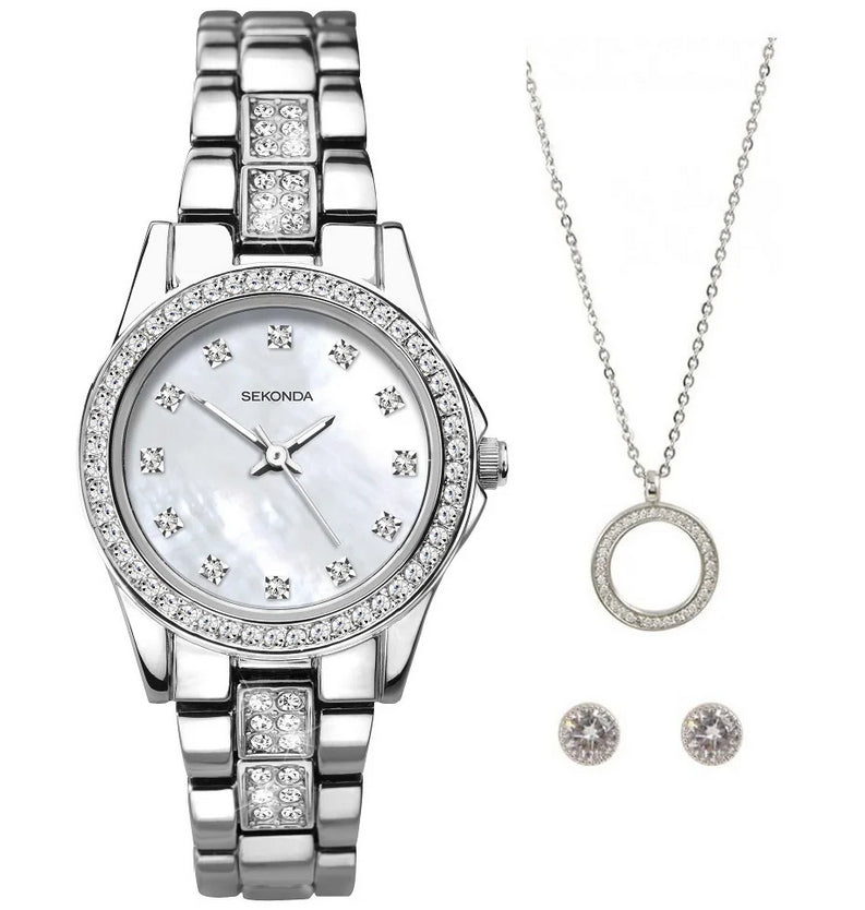 Sekonda Ladies Bracelet Watch Gift Set Pendant and Earrings 2841G