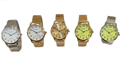 Pelex Mens Big number Bracelet Strap Quartz Watch Available Multiple Colour