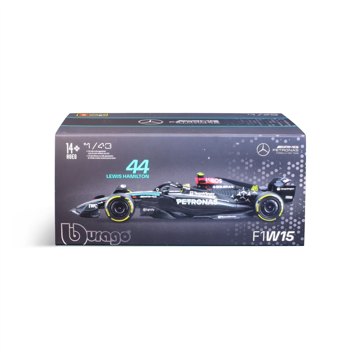 1:43 F1 Mercedes Amg W15 2024 With Helmet Hamilton - Diecast Model car Collectables