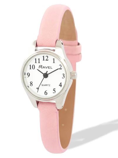 Ravel Ladies Round Petite Case Clear Numeral with Leather Strap Watch Available Multi Colour