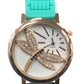 Ladies Fashion Butterfly Bling Dial with Rubber Strap Watch - CLEARANCE NEEDS RE-BATTERY Available Multiple Color