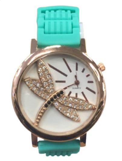 Ladies Fashion Butterfly Bling Dial with Rubber Strap Watch - CLEARANCE NEEDS RE-BATTERY Available Multiple Color
