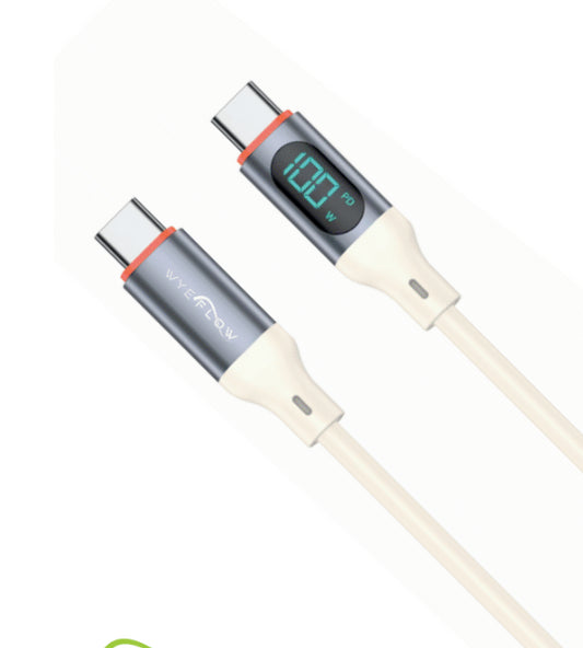 WYEFLOW TitaniumAlloy USB-C to USB-C 100W Ultra-Fast Digital Display Data Cable 1m 4.4A
