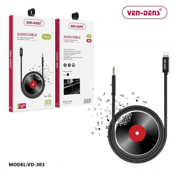 Ven-Dens Stylish Lightning to AUX 3.5mm Nylon (1 M) (AUX001)