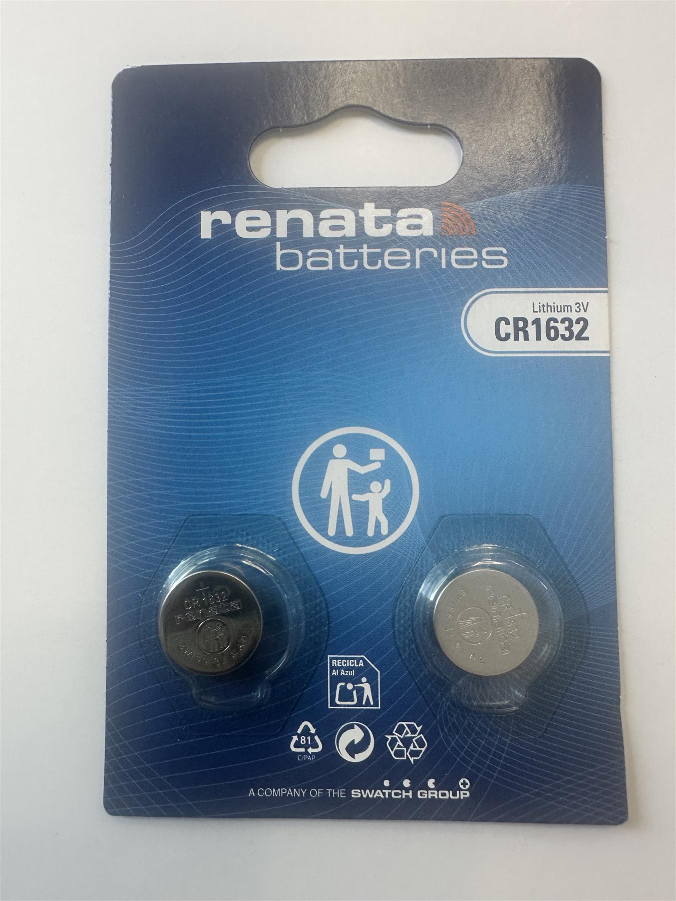 Renata CR1632 Lithiun Batteries twin pack