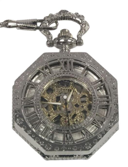 Mens & Ladies Mechanical Hand Winding Half Hunter Steampunk Silver Pocket Watch