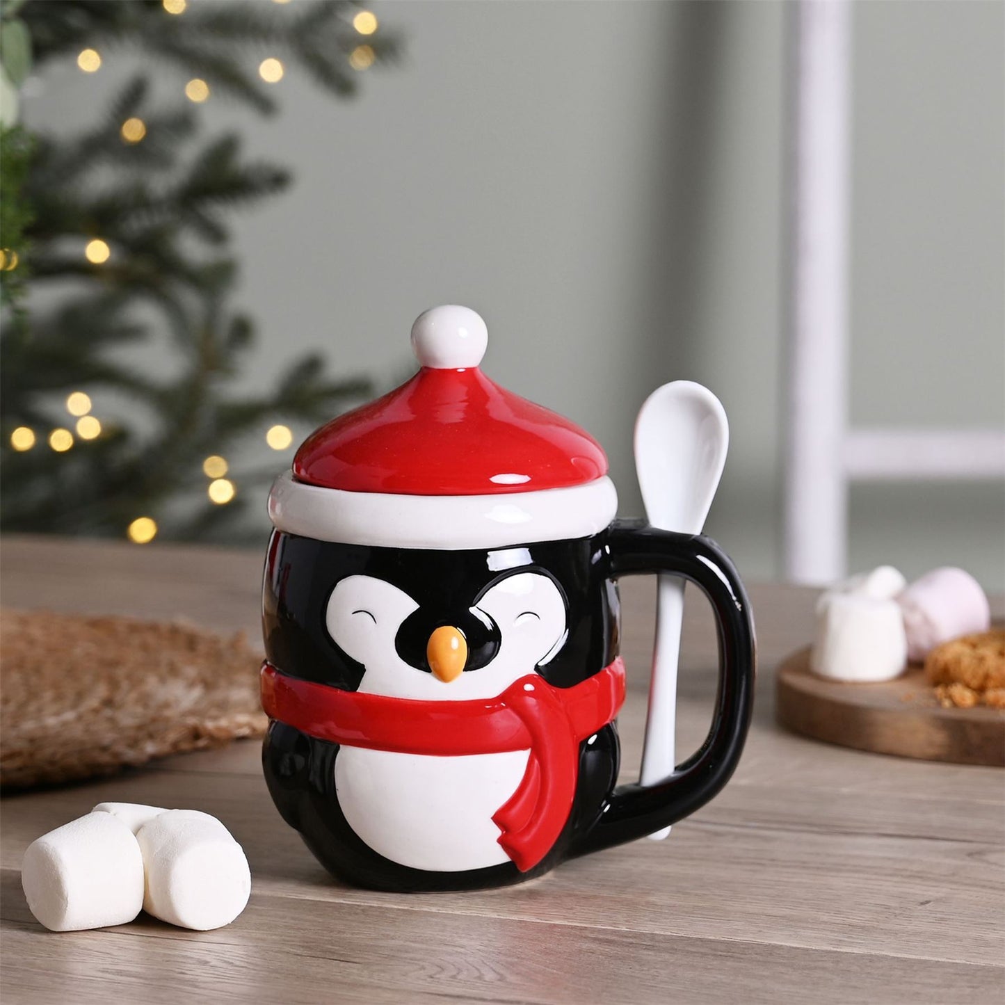 Lidded Penguin Mug with Spoon