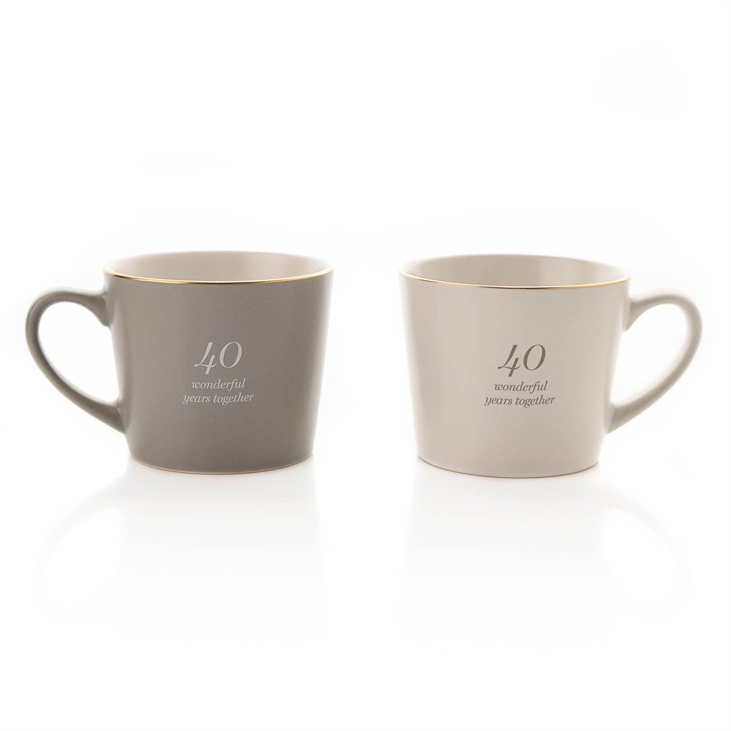 Amore Set of 2 Grey & White Mugs - 40th Anniversary (MINIMUM ORDER QUANTITY 2)