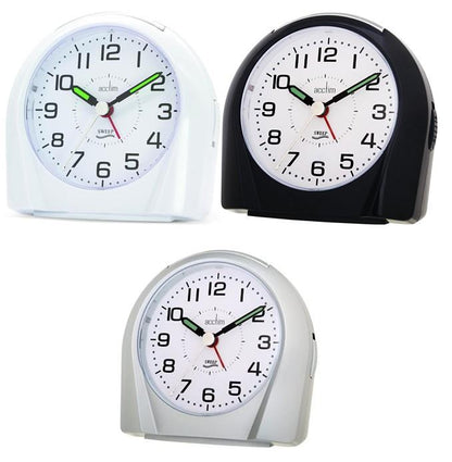 Acctim Europa Analogue Bedside Desk Silent Sweeper Alarm Clock 1411 Available Multiple Colour