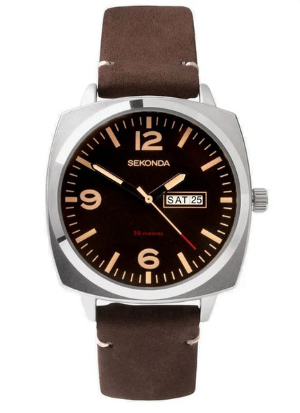 Sekonda Mens Airborne Brown Strap Mens Watch 1988
