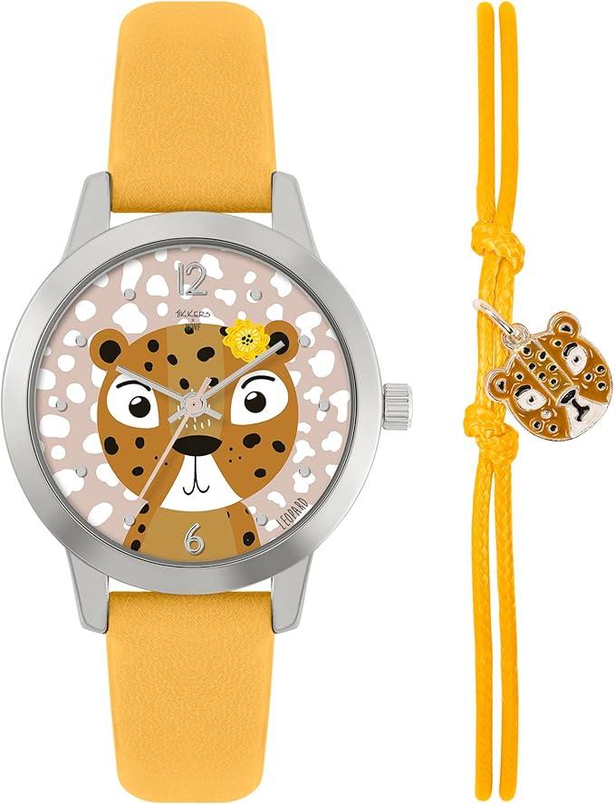 Tikkers Children Girl Boy Leopard Analogue Quartz Watch with Polyurethane Strap TKWWF005-SET