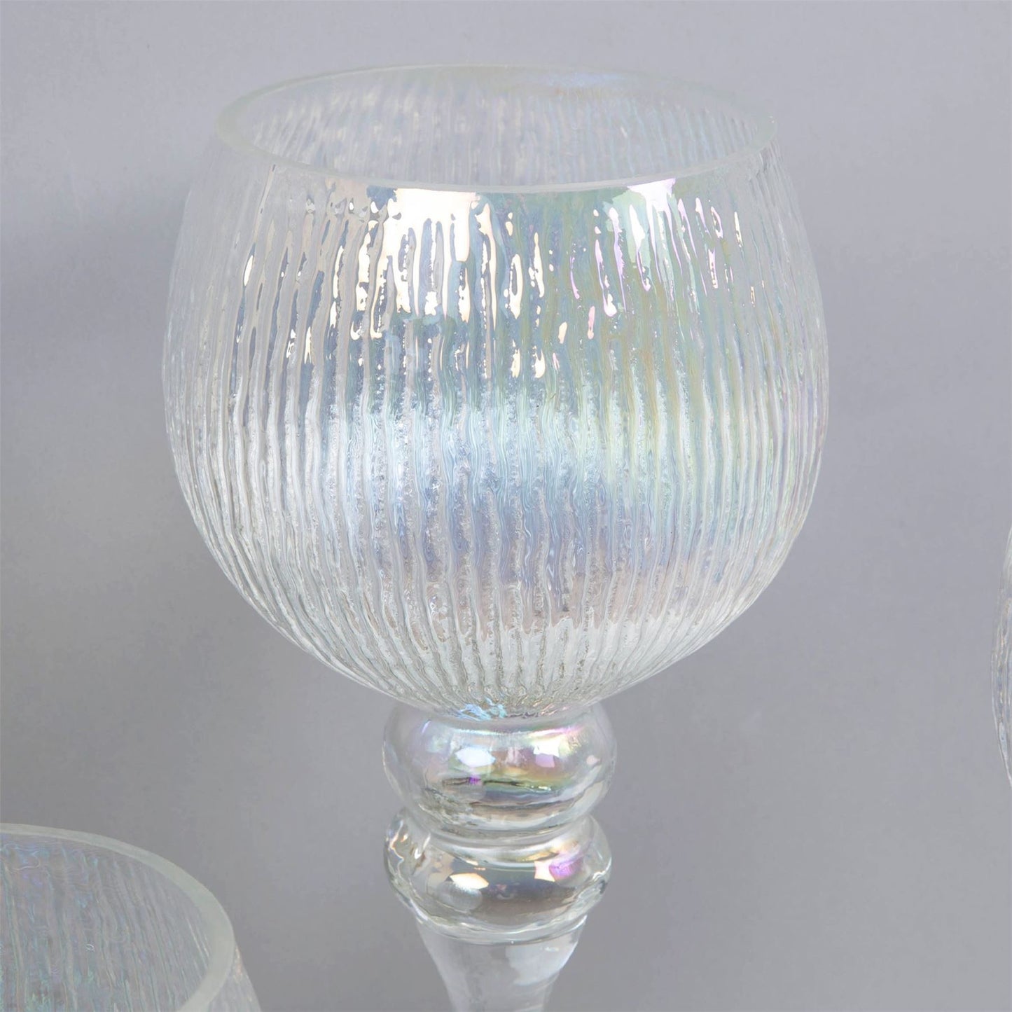 Set of 3 Clear Glass Goblet Style Candle Holders