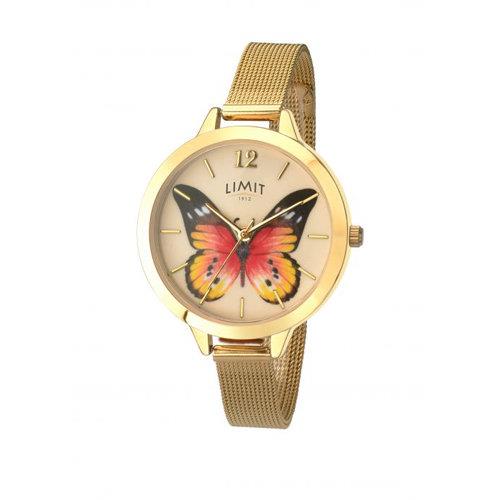 Limit Ladies Butterfly Gold Mesh Strap Watch 6276