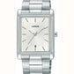Lorus Mens Basic Fashion Rectangular Date Silver Dial Silver Stainless Steel Bracelet Watch RH937RX9