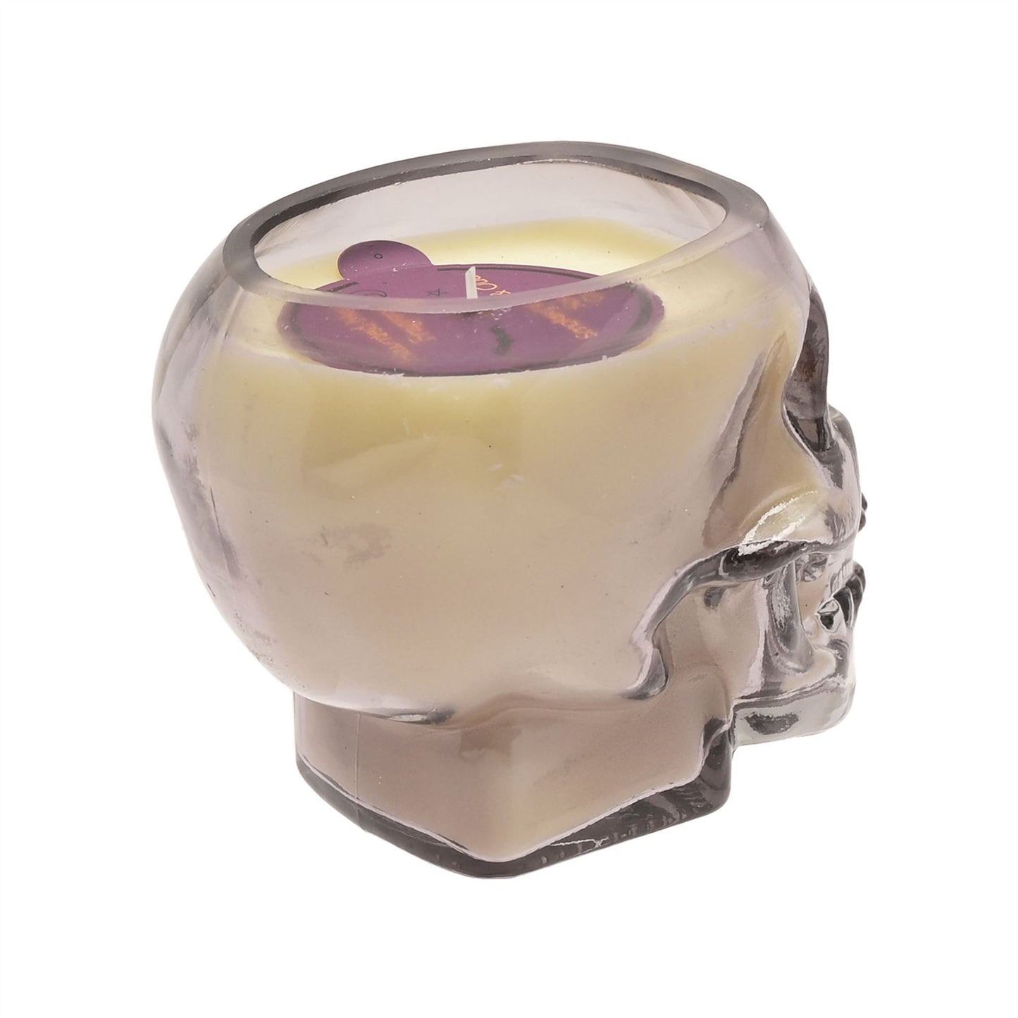 Smoked Glass Skull Candle with Haunted House Fragrance