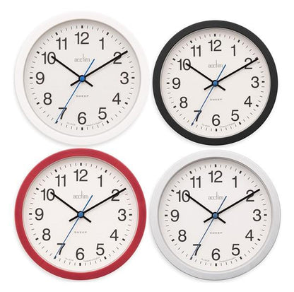 Acctim Bromham Non Ticking Sweep Seconds Hand Wall Clock 20cm Diameter Available Multiple Colour