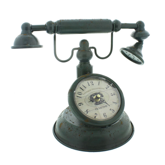 Hometime Metal Mantel Clock - Old Fashioned Telephone