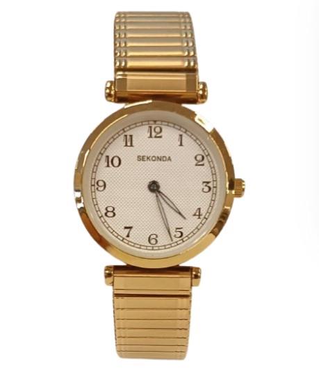Sekonda Ladies Basic White Dial Gold Plated Expandable Bracelet watch 40438